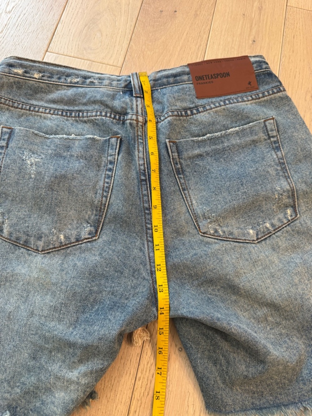 One Teaspoon Light Wash Denim Shorts with Contrast Stitching - Picture 7 of 9